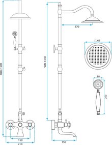 Zestaw prysznicowy natryskowy z wylewką Rea Retro Postarzany Czarny