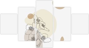 Obraz - Beżowe kwiaty z motylem N⁰4 (125x70 cm)