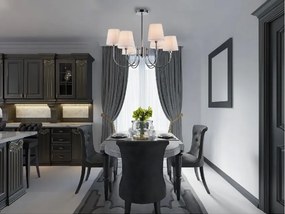 Sześcioramienny żyrandol z tkaninowymi kloszami - V195-Faruko