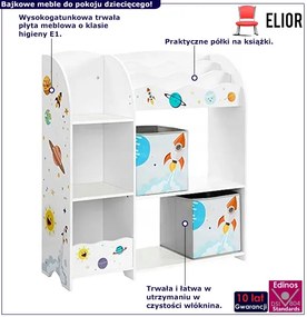 Biało kolorowy regał na zabawki i książki W1-S70