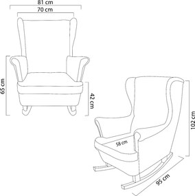 Fotel USZAK bujany tapicerowany z podłokietnikami, kolor Pudrowy róż tkanina MAGIC VELVET