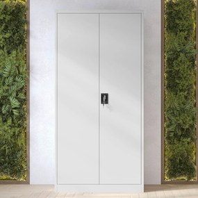 Szafa metalowa ubraniowa z półkami DAWID, 900 x 1850 x 450 mm, szara