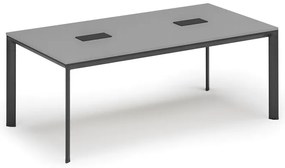 Stół konferencyjny PRIMO INVITATION, 200x100 cm, szary + 2x port blatowy TYP VI, czarny