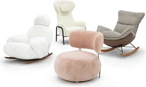 Designerski fotel wypoczynkowy z pluszu Teddy Low różowy
