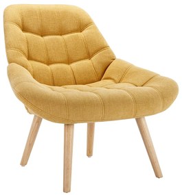 Fotel z tkaniny w kolorze żółtym musztardowym LUOSTO