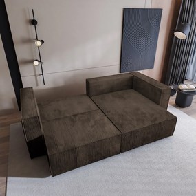 Masseno Narożnik NERIO z funkcją spania i pojemnikiem na pościel Narozniki L, Rozkładana sofa - Brązowy, POSO 06