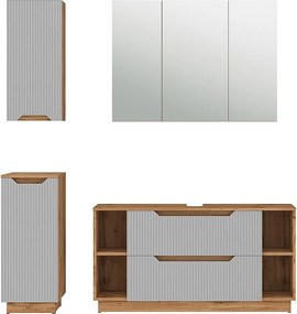 Zestaw mebli łazienkowych dąb/szary w paski 119.2x35x62.5 lotta