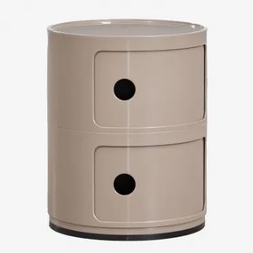 Okrągła Szafka Nocna Ø30 Cm Z Półkami Babel Moka Brown & 2 Szuflady - Sklum