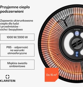 Klarstein LumiHeat Smart 2000W 15m² Promiennik Podczerwieni Sufitowy Czarny