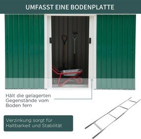 Outsunny domek narzędziowy z drzwiami przesuwnymi jasnozielony stalowy 280x130x172 cm funkcjonalna szopa na narzędzia | Aosom PL