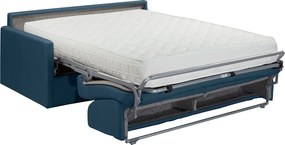 Kanapa 4-osobowa rozkładana typu express z granatowego weluru z siedziskiem z pianki z pamięcią kształtu - Powierzchnia 160 cm - Materac 22 cm z siedziskiem z pianki z pamięcią kształtu CALIFE