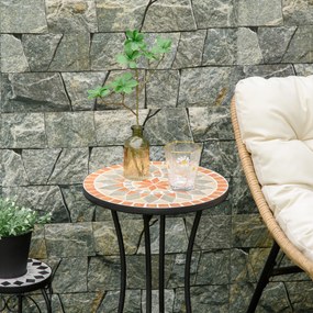 Outsunny Ø 35,5 cm stolik ogrodowy stojak na kwiaty okrągły odporny na warunki pogodowe kwietnik do ogrodu na taras balkon żółty + szary