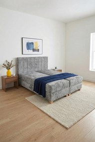 Popielate łóżko dwuosobowe z zagłówkiem 160x200 S1-F77