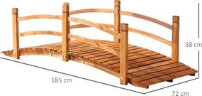 Outsunny most ogrodowy 1,85 m drewniany most przejście drewniana kładka most stawowy most ozdobny z balustradą do 200 kg lite drewno kolor pomarańczowy | Aosom