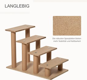 Drabinka dla Zwierząt Domowych PawHut - Idealna Do Sofa i Łóżka, Jasnoszary Plusz