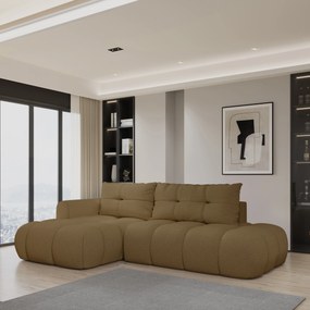 Masseno Narożnik FLUMA z funkcją spania i pojemnikiem na pościel Narozniki L, Rozkładana sofa - Miodowy, QUELLE 17