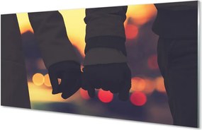 Szklany Panel Dłonie Zakochanych w Blasku Świateł