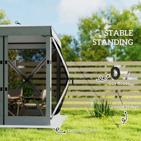 Outsunny Pawilon 1,85x1,85m Wodoodporny Stabilny Zimoodporny Pop-up Składany Pawilon z 4 Siatkowanymi Ścianami Bocznymi Torbą, UV 30+ | Aosom PL