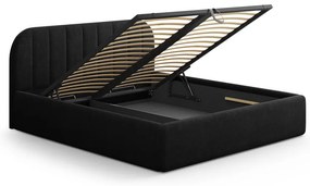 Czarne tapicerowane łóżko dwuosobowe ze schowkiem ze stelażem 180x200 cm Juno – Windsor &amp; Co Sofas