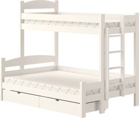 Łóżko piętrowe Lovic 80x200/140x200 z szufladami prawostronne - biały