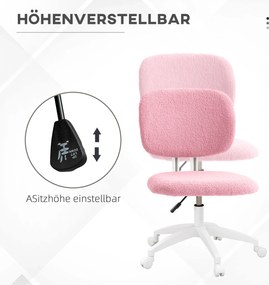 Vinsetto Fotel biurowy ergonomiczny obrotowy różowy z regulacją wysokości i funkcją kołysania | Aosom PL