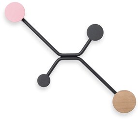 Czarny wieszak ścienny z różowym elementem Gazzda Hook