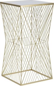 Kwadratowy stolik telefoniczny z pozłacanego metalu z blatem z lustrzanego szkła