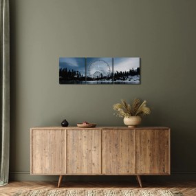 Obraz - Na zamarzniętym jeziorze (z zegarem) (90x30 cm)