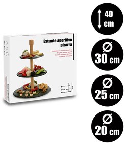 Patera 3-poziomowa z łupku kamiennego MONOLIT, 40 cm