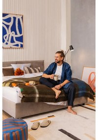 Szarobrązowe tapicerowane łóżko dwuosobowe ze schowkiem z materacem i stelażem 180x200 cm Myra Bold – Bonami Selection