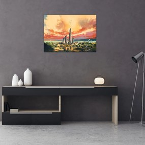 Obraz na szkle - Malowane miasto (70x50 cm)