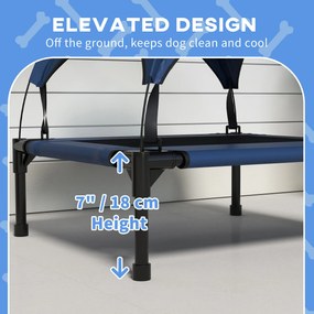 PawHut Legowisko dla psa z daszkiem, Niebieskie, Oddychające, Wodoodporne, do 20 kg, 76 x 61 x 69,5 cm