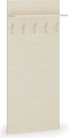 Garderoba z wieszakami HORIZONT, 5 haczyków, półka, tekstura drewna poziomo, brzoza