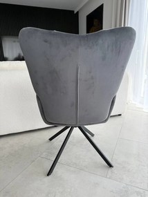 Fotel wypoczynkowy do salonu obrotowy, welurowy szary, FW1