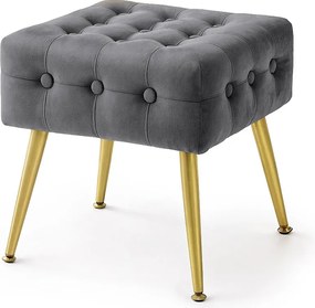 Pufa tapicerowana welurowa pikowana 40 cm QUADRA Grafit