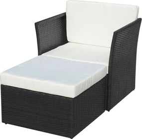 Czarny fotel ogrodowy z podnóżkiem B8-F31