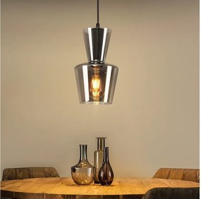 NETTLIFE Vintage Smoky Gray Glass Dining Table Lamp wisząca E27 do salonu lub kuchni