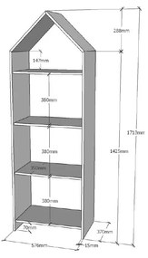 Biały regał w kształcie domku Vipack Casami, 57x171 cm