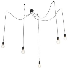 Designerska lampa wisząca czarna 5-światłowa - Cavalux Nowoczesny Oswietlenie wewnetrzne