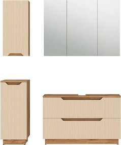 Zestaw mebli łazienkowych dąb/kaszmir w paski 99.4x32x62.5 lotta