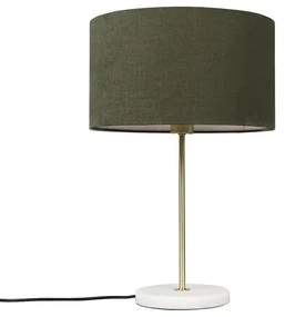 Lampa stołowa mosiądz klosz zielony 35cm - Kaso Nowoczesny Oswietlenie wewnetrzne