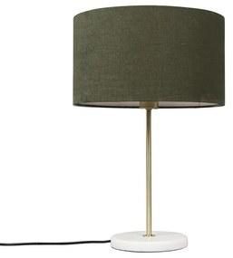 Lampa stołowa mosiądz z zielonym abażurem 35 cm - Kaso