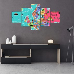 Obraz - Dziecięca mapa Europy (125x70 cm)