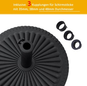Outsunny Stojak na parasol 15 kg Stojak na parasol okrągły 35-48 mm Podstawa pod parasol do ogrodu, tarasu, balkonu Cement Ø49 cm Czarny