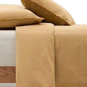 Musztardowa pościel dwuosobowa z perkalu bawełnianego 260x240 cm Sifinia – Kave Home