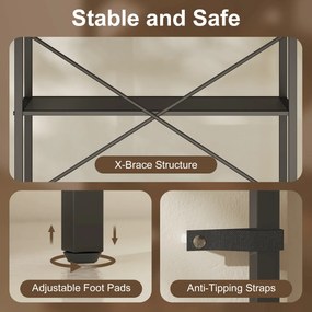 HOMCOM Regał na książki, stojący regał 5 półek, industrialny regał biurowy z metalowym stelażem, otwarty regał do przechowywania do salonu, biura, gabinetu, 60x30x170,5 cm, Czarny