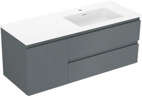 Mexen Rivel szafka łazienkowa 120 cm z umywalką Otis prawą, 2S, 1D, ryflowana, grafit/biała mat - 91A23-12047-3-BBFFF66-W18P01