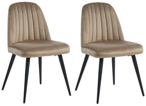 Zestaw 2 krzeseł ELEANA – welur i metal w kolorze czarnym – kolor beżowy