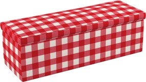 Skrzynia tapicerowana kolor czerwony tkanina wzorzysta
