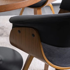 Krzesło Tapicerowane z Drewna Giętego Do Jadalni OHIO 2 Czarne Welurowe Nowoczesne Loft